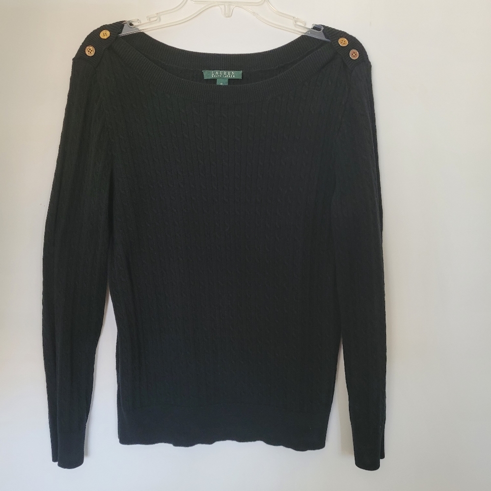 LAUREN RALPH LAUREN Cable Knit Cotton Sweater Size XL Preppy Academia Old Money